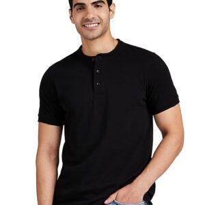 Amazon Brand - Symbol Men's Cotton Rich Polo T Shirt | Mandarin Collar Tshirts | Half Sleeves | Plain - Regular Fit (Available in Plus Sizes)