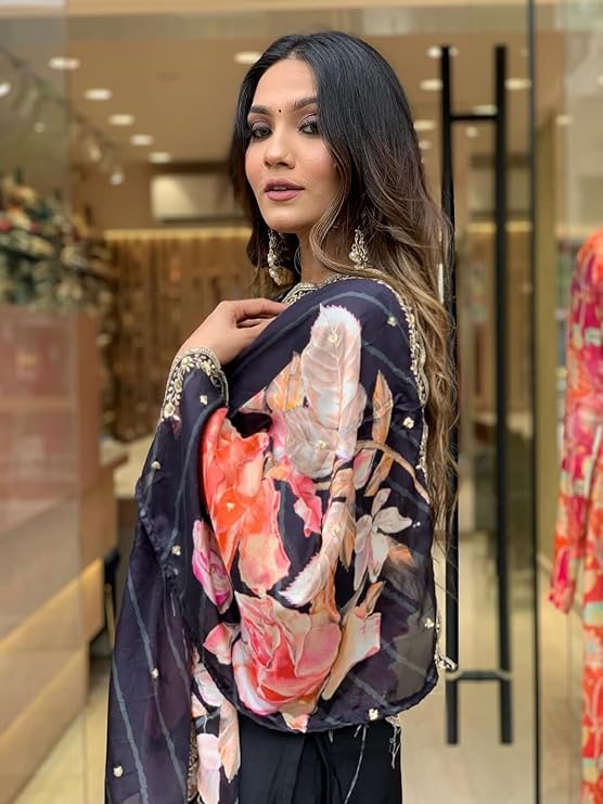 Bee M Pee Designer Rayon Solid Embroidered Kurta Pant Sets with Dupatta for Women - Image 3