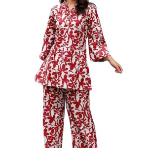 SHIENZY Stylish Printed Cotton Blend Co Ord Set for Women || Casual & Festive Indo-Western Outfit || Kurta Pant Set (1589-1595 Co Ord Set)